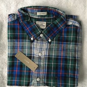 J.Crew Poplin Green Plaid Large Shirt